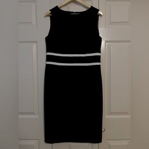 Black Label-Evan Picone Black and White Sleeveless Sheath Dress